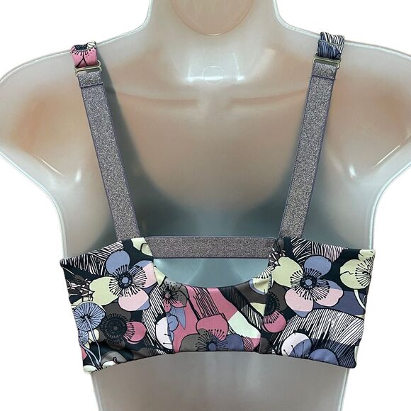 Nike Small Swoosh Sports Bra Floral Print Strappy Dri Fit Medium Support - Picture 8 of 8